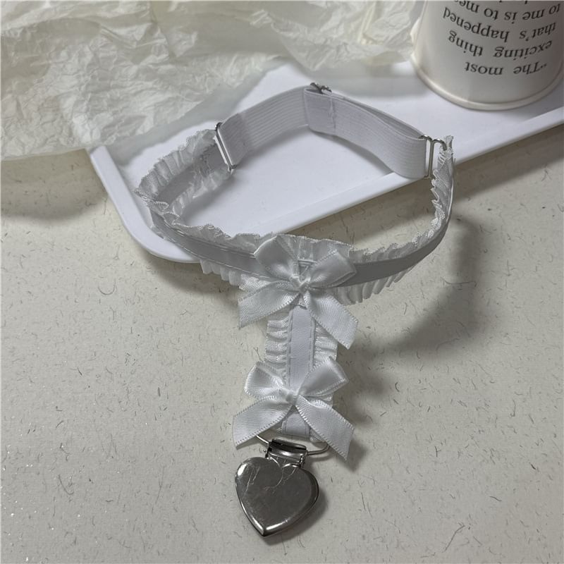 Heart Ribbon Fabric Garter