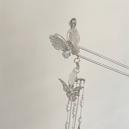 Butterfly Lotus Faux Pearl Alloy Hair Stick
