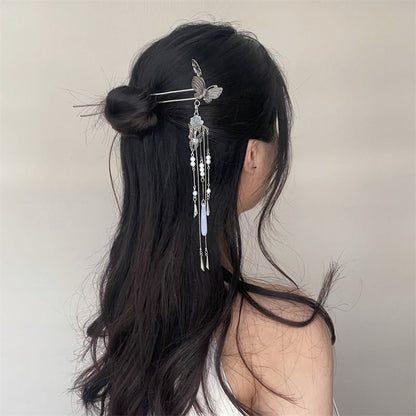 Butterfly Lotus Faux Pearl Alloy Hair Stick