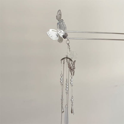 Butterfly Lotus Faux Pearl Alloy Hair Stick