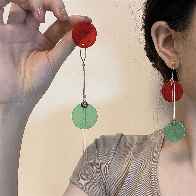 Disc Asymmetrical Alloy Dangle Earring