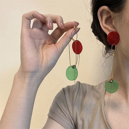 Disc Asymmetrical Alloy Dangle Earring