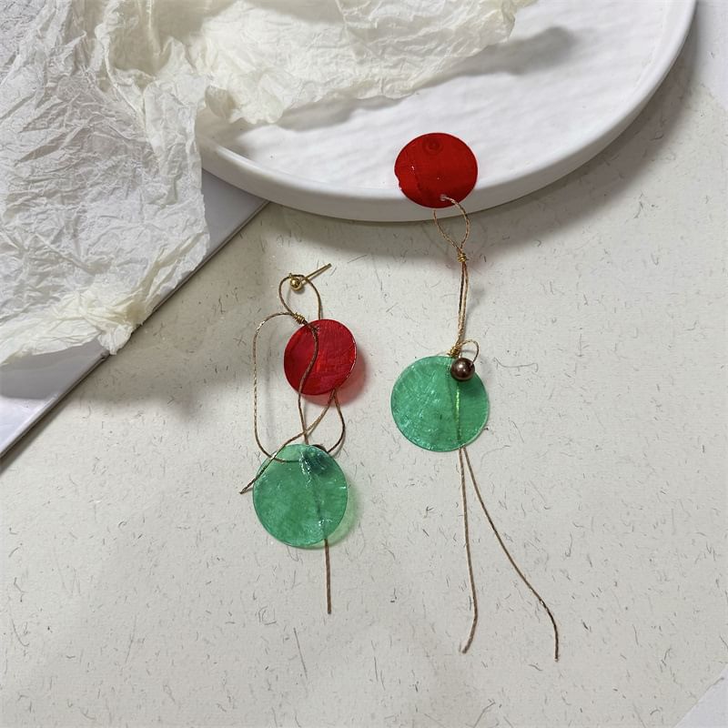 Disc Asymmetrical Alloy Dangle Earring