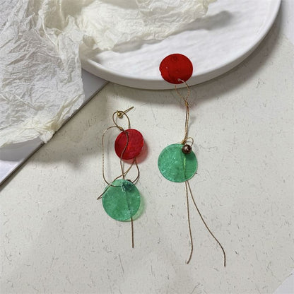 Disc Asymmetrical Alloy Dangle Earring