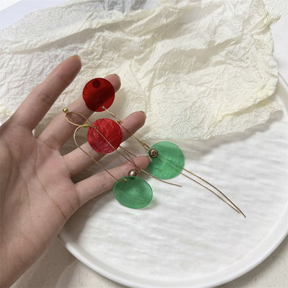 Disc Asymmetrical Alloy Dangle Earring