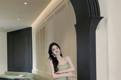 Spaghetti Strap Scoop Neck Sheer A-Line Maxi Dress