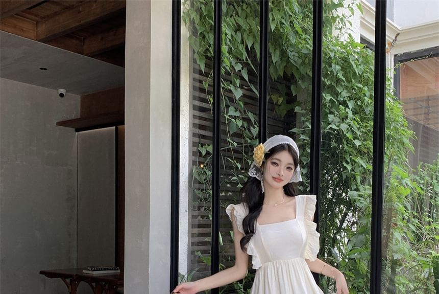 Spaghetti Strap Tie Back Maxi A-Line Dress