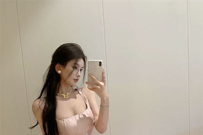 Spaghetti Strap Scoop Neck Plain A-Line Evening Gown