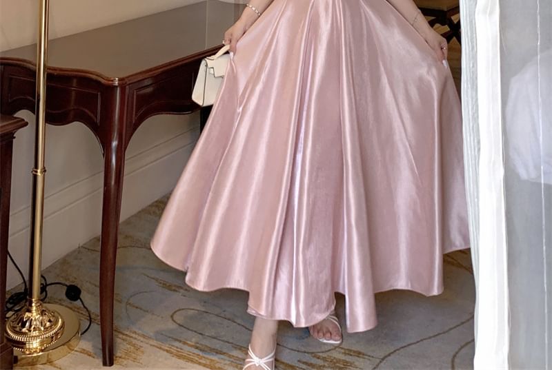 Spaghetti Strap Scoop Neck Plain A-Line Evening Gown