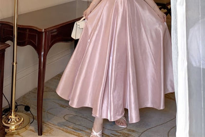 Spaghetti Strap Scoop Neck Plain A-Line Evening Gown