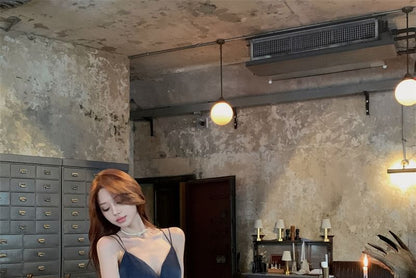 Gown Spaghetti Evening V-Neck A-Line Strap Plain