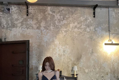 Gown Spaghetti Evening V-Neck A-Line Strap Plain