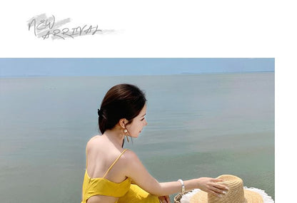 Spaghetti Strap V-Neck Cutout Pleated Chiffon Maxi Dress