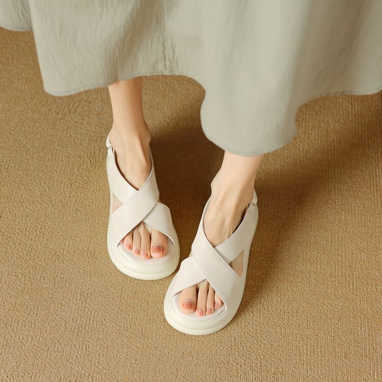 Platform Cross Strap Sandals