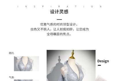 Plain Gown Halter A-Line Evening Mesh Sequin