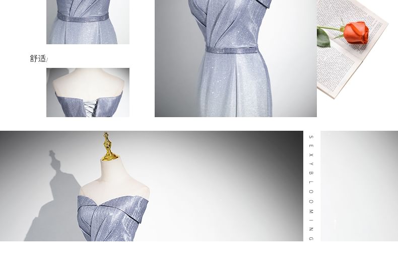 Gradient Glitter Mermaid Tube Evening Gown