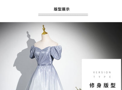 A-Line Square Gradient Gown Neck Short-Sleeve Evening