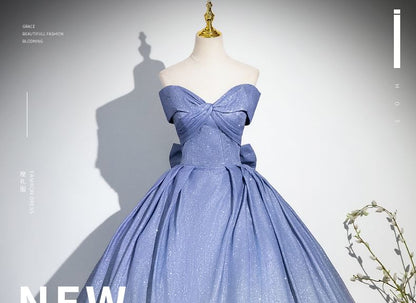 Gradient Bow Ruched A-Line Tube Evening Gown