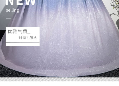 Gradient Bow Ruched A-Line Tube Evening Gown