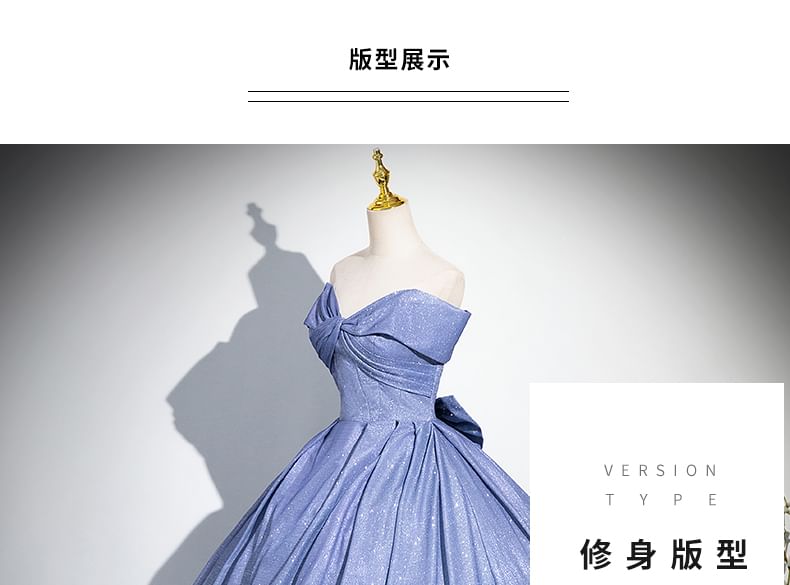 Ruched Gown Evening Bow Gradient Tube A-Line