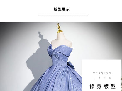 Ruched Gown Evening Bow Gradient Tube A-Line