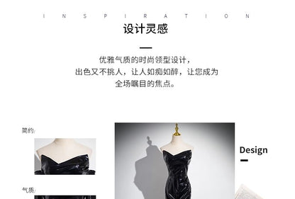 Plain Gloves Ruched Set: Evening Leather + Gown Faux Mermaid Tube