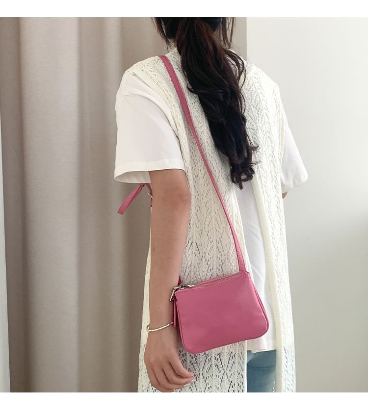 Plain Faux Leather Crossbody Bag