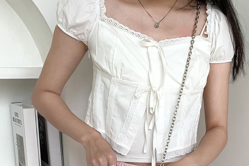 Chain Strap Heart Shaped Lace-Up Faux Leather Crossbody Bag