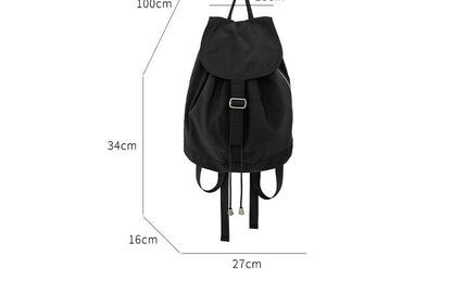 Plain Drawstring Nylon Flap Backpack