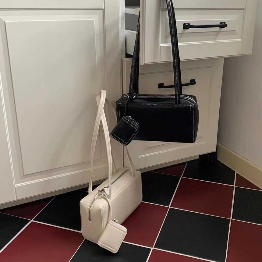 Plain Faux Leather Shoulder Bag