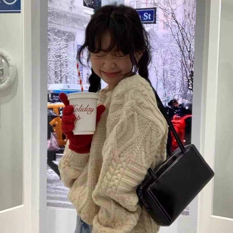 Plain Faux Leather Shoulder Bag