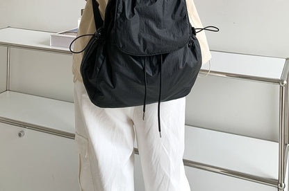 Plain Drawstring Flap Backpack