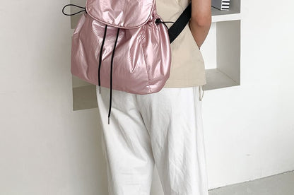 Plain Drawstring Flap Backpack