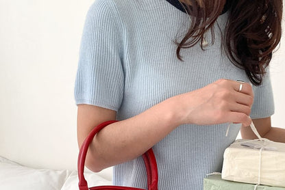 Plain Faux Leather Bowler Bag