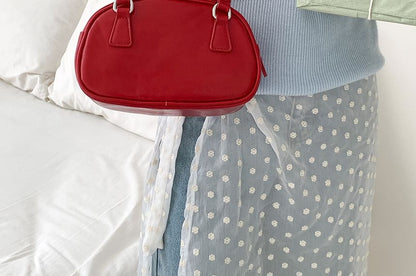 Plain Faux Leather Bowler Bag