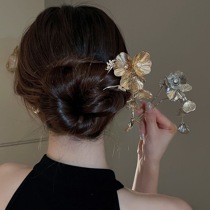 Floral Rhinestone Hair Stick