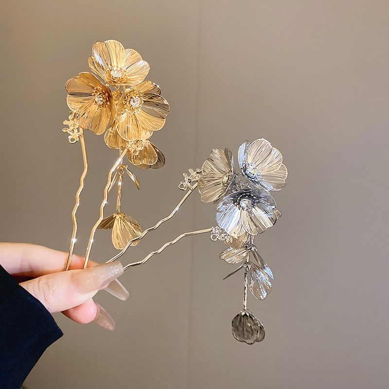 Floral Rhinestone Hair Stick