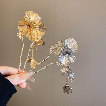 Floral Rhinestone Hair Stick