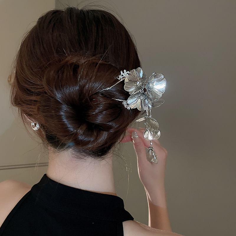 Floral Rhinestone Hair Stick