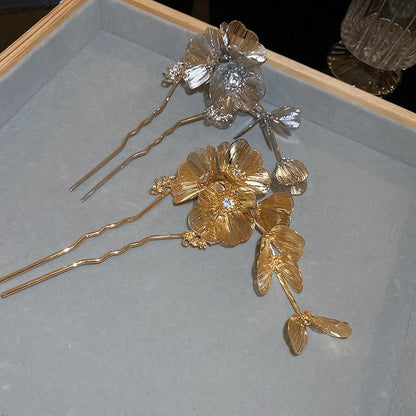 Floral Rhinestone Hair Stick