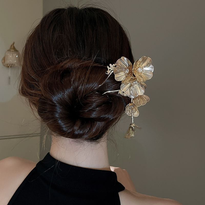 Floral Rhinestone Hair Stick