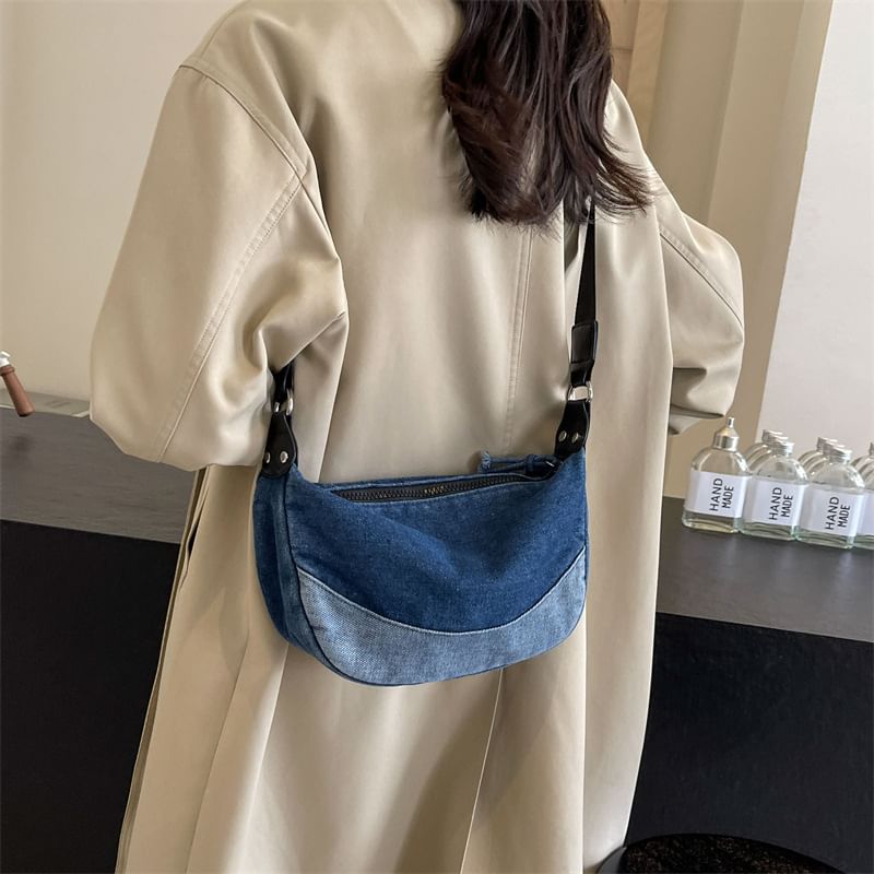 Sac bandoulière en denim délavé