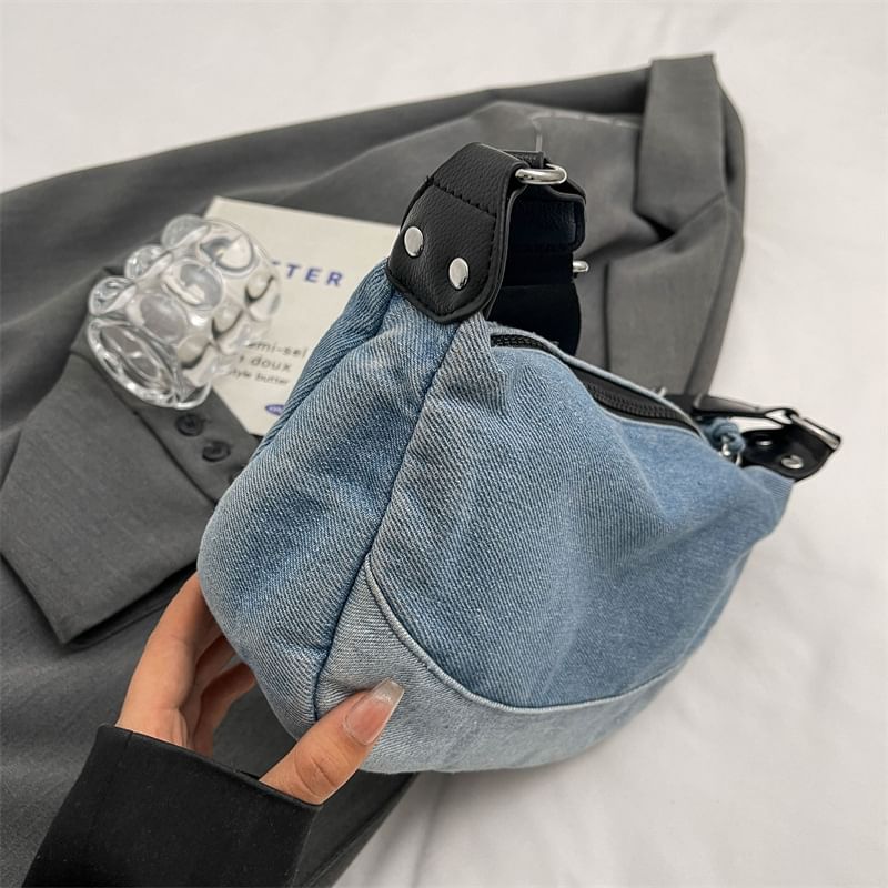 Sac bandoulière en denim délavé