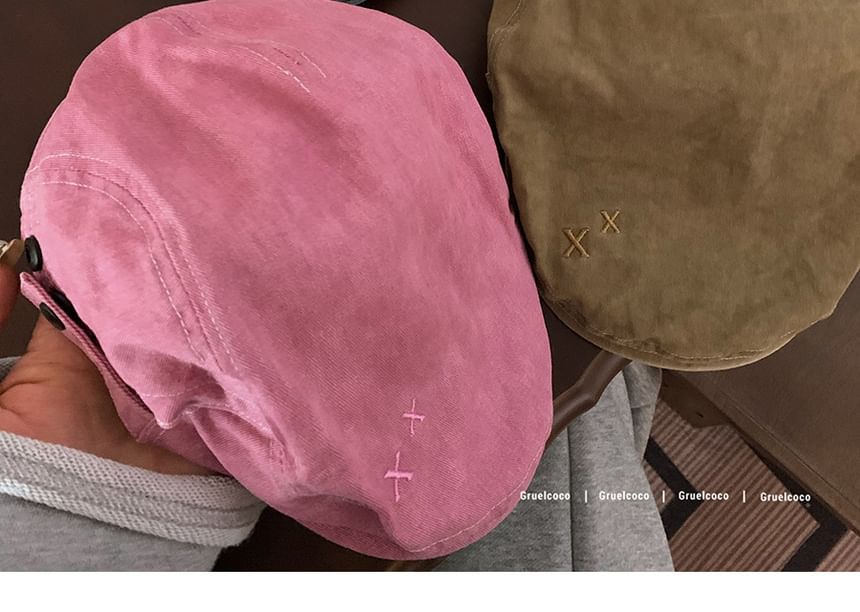 Pink Cotton Flat Cap