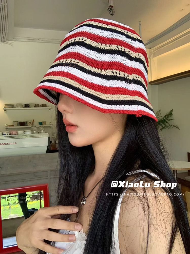 Striped Crochet Bucket Hat