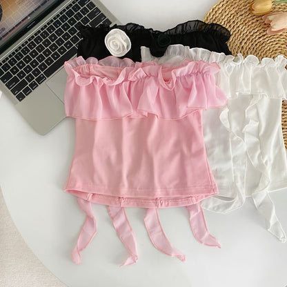 Tube-Top mit Rüschen und Blumendetail