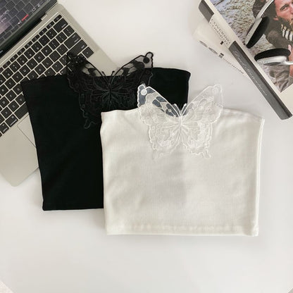 Haut tube avec appliques papillon