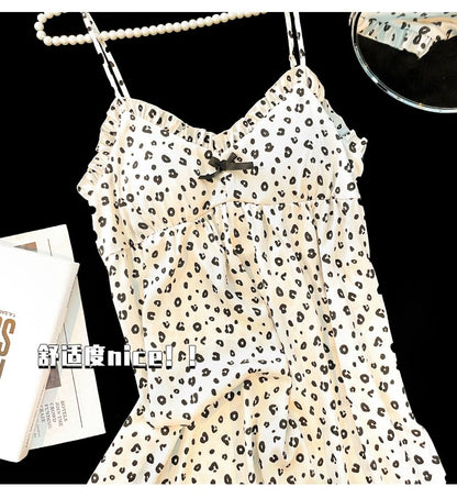 Leopard Nightgown Strap Spaghetti