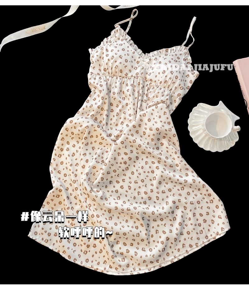 Strap Leopard Spaghetti Nightgown