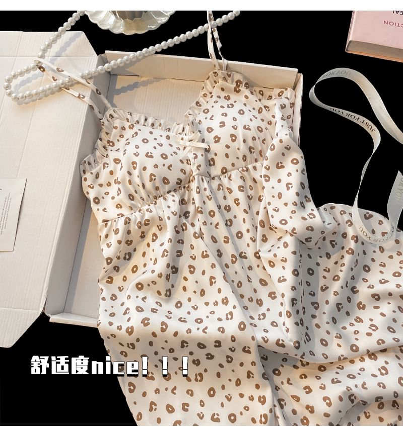 Strap Leopard Spaghetti Nightgown